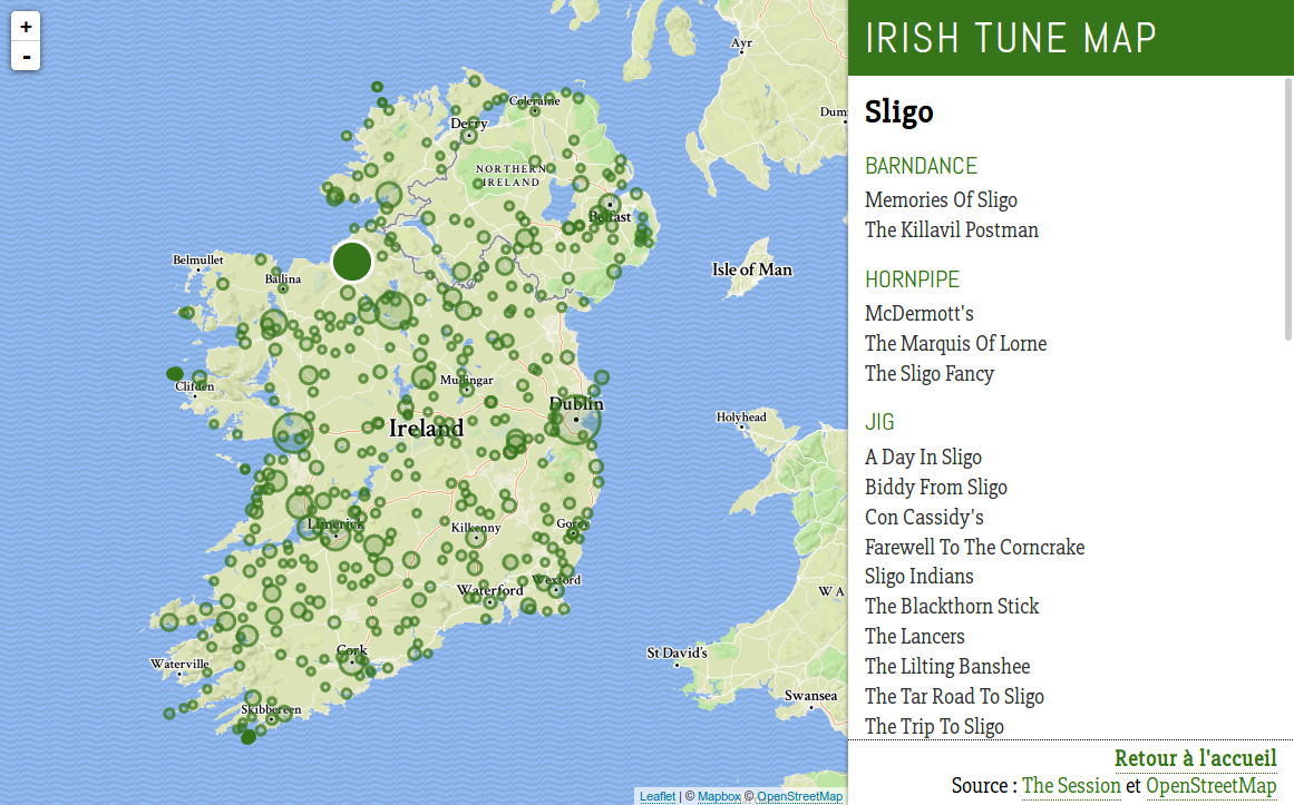 Irish tune map