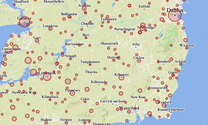 Dublin and Galway are big, everything looks ok.