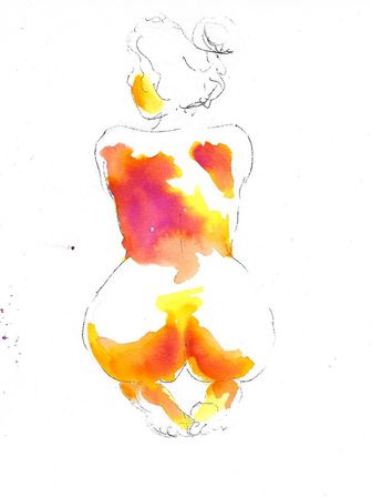 Modèle nue peinte à l'encre